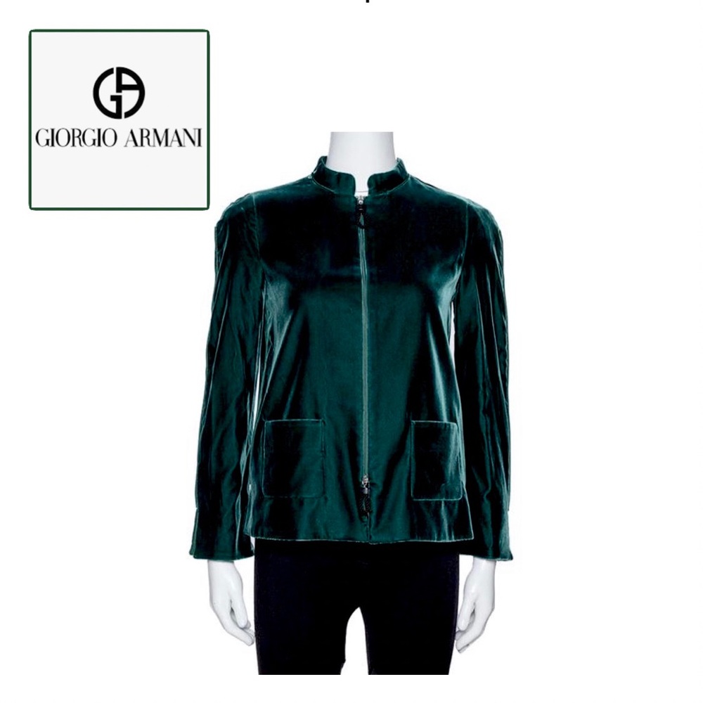 Like new! Giorgio Armani Emerald Green Velvet Nehru Evening Jacket